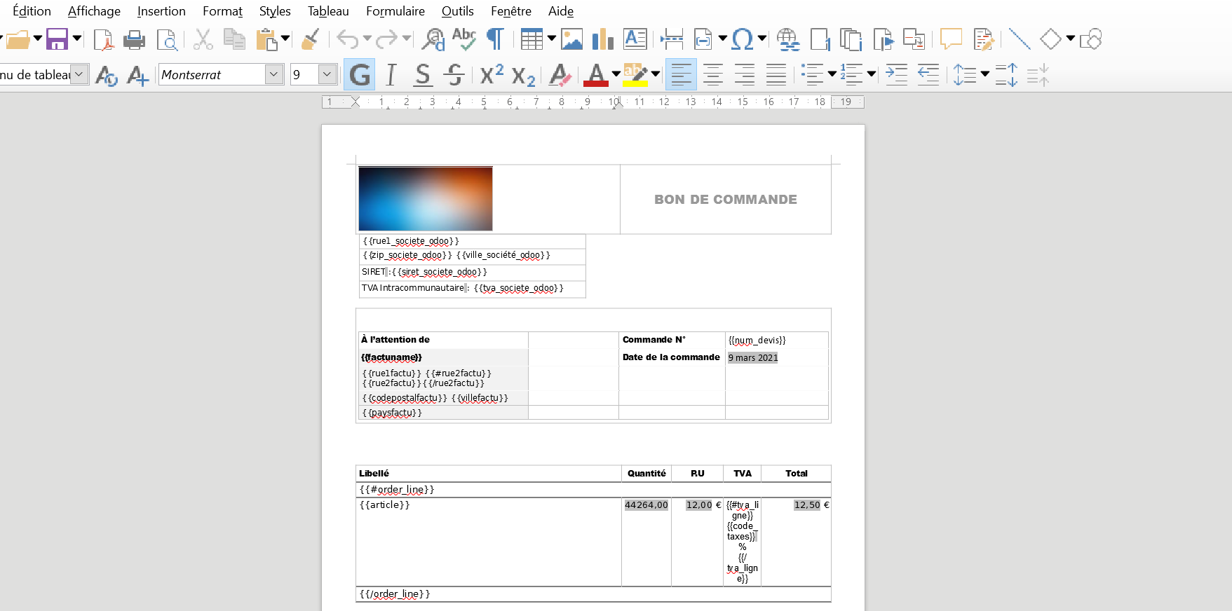 Conception d'un modèle avec LibreOffice