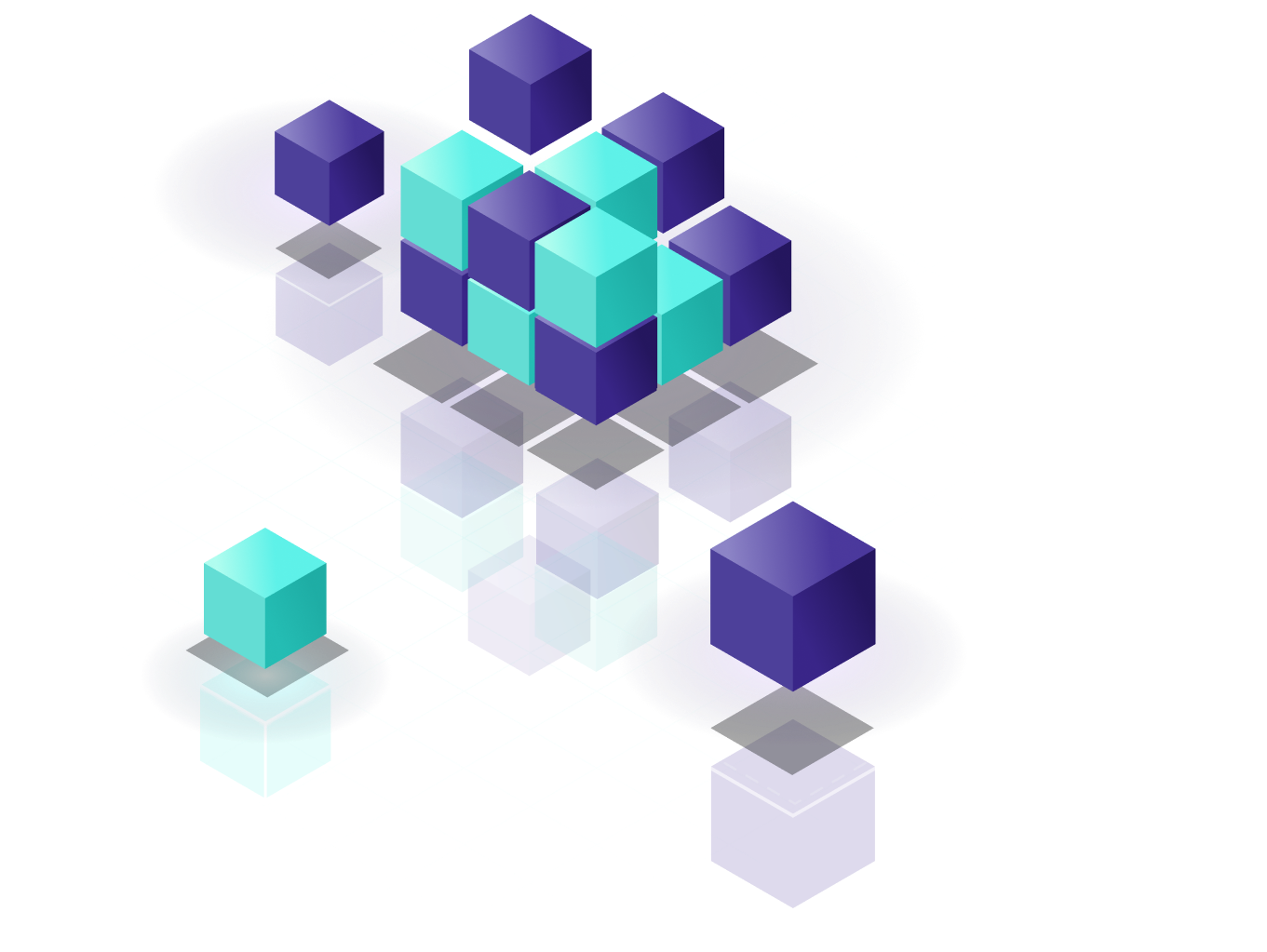 Structure de cubes en lévitation