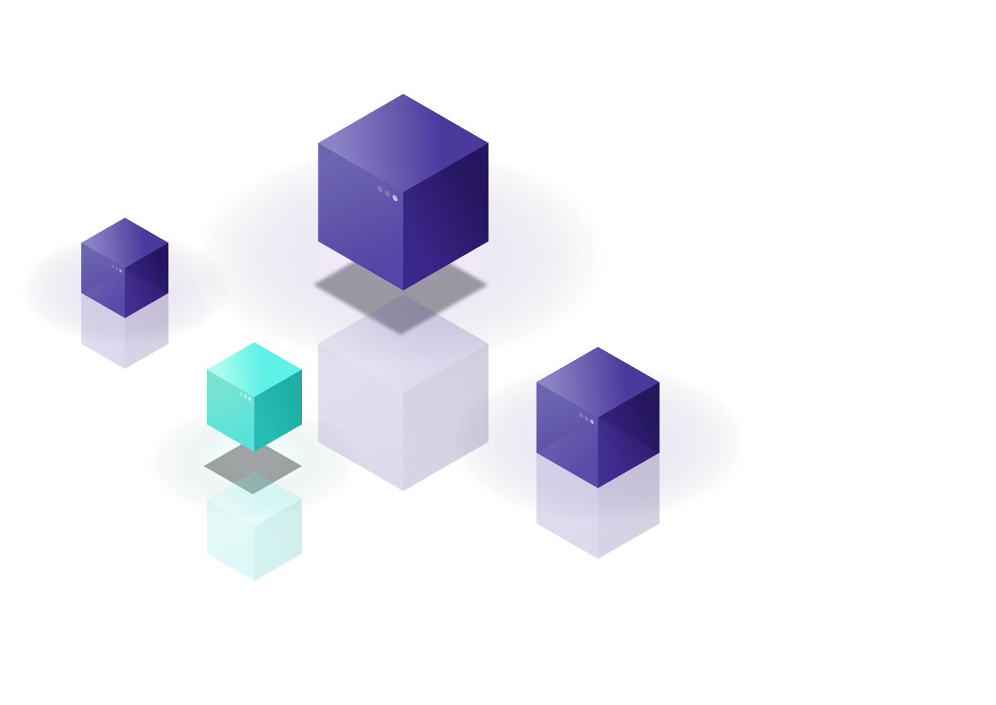 Groupement de formes cubiques en lévitation